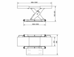Achsfreiheber - Modell Handpumpe schmal Technische Zeichnung