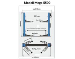 EuroLifter Hebebühne Mega-Line 5500 kg Technische Zeichnung
