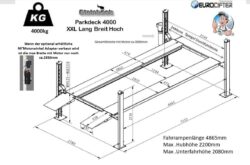 Parklift XXL - extra Breit-Hoch-Lang Technische Zeichnung