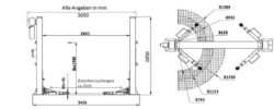 2 Säulen Hebebühne - Modell Profi 4000AG 4x3 Technische Zeichnung