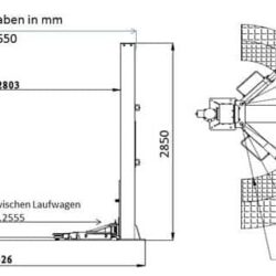 2 Säulen Hebebühne - Modell Profi 4000AG 4x3 Technische Zeichnung